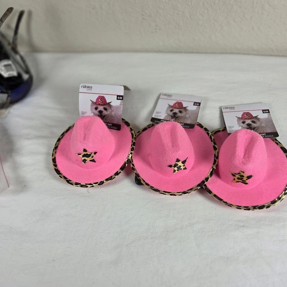 Rubies Pets Pink Cowboy Hat Leopard Print Trim Star Dog Cat Costume S/M 202313